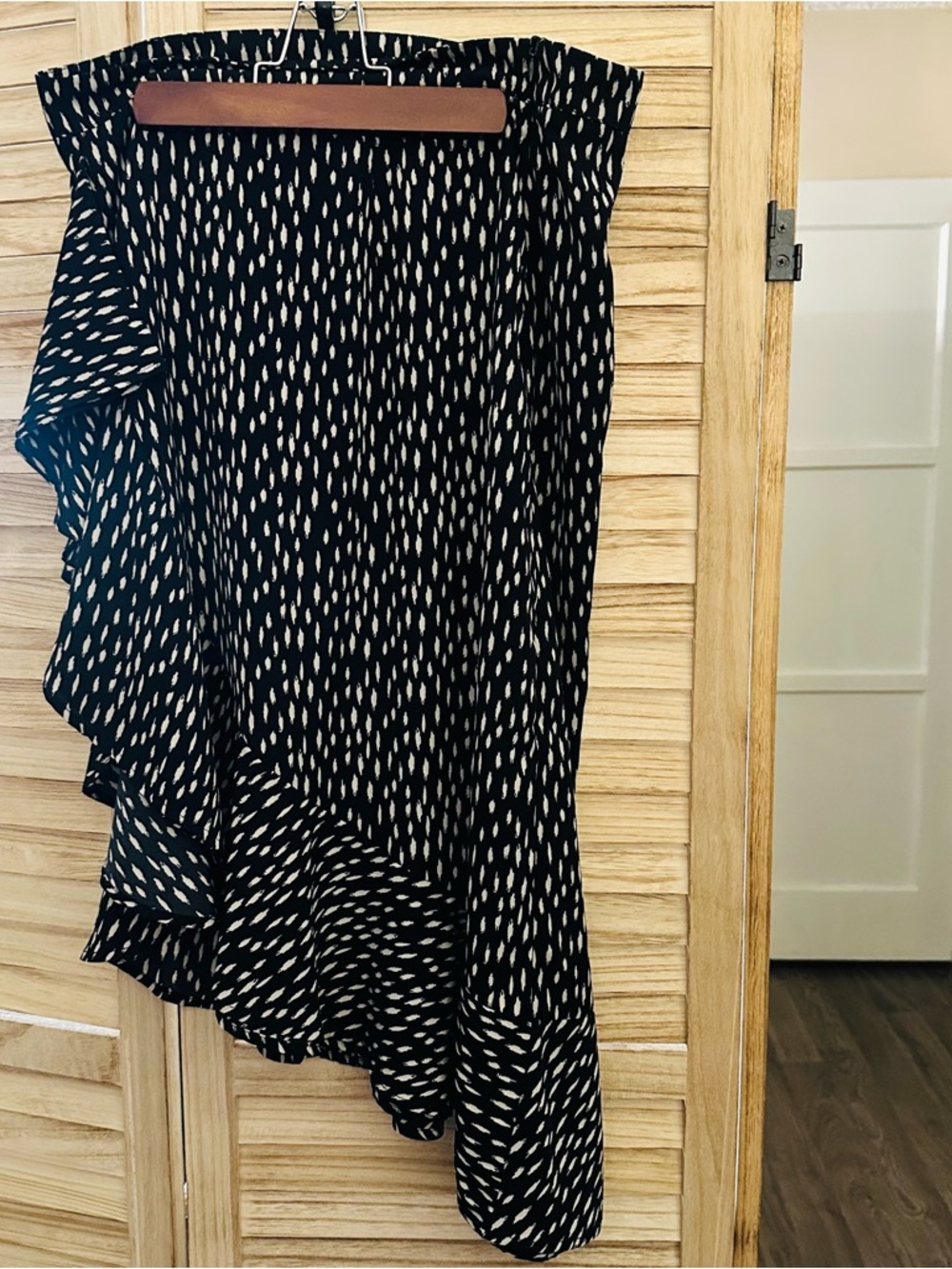SHEIN Black and White Printed Ruffle Midi Skirt